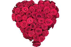 Blommor till begravning Mariefred - Beställ blommor till begravning - Fyllt blomsterhjärta röda rosor