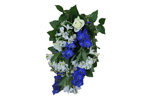 Blommor till begravning Mariefred - Beställ blommor till begravning - Lösbunden bukett i blått och vitt