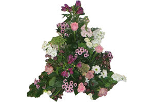 Blommor till begravning Mariefred - Beställ blommor till begravning - Stående sorgdekoration vitt rosa och lila
