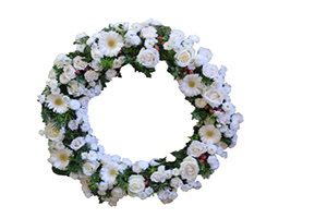 Blommor till begravning Mariefred - Beställ blommor till begravning - Urnkrans i vitt